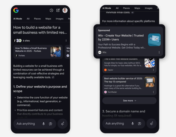 Google AIモードの広告配信イメージ