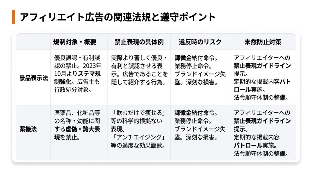 アフィリエイト広告関連の法規