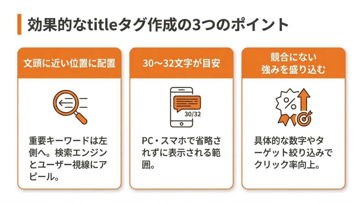 titleタグに対策キーワードを含めてクリック率を高める