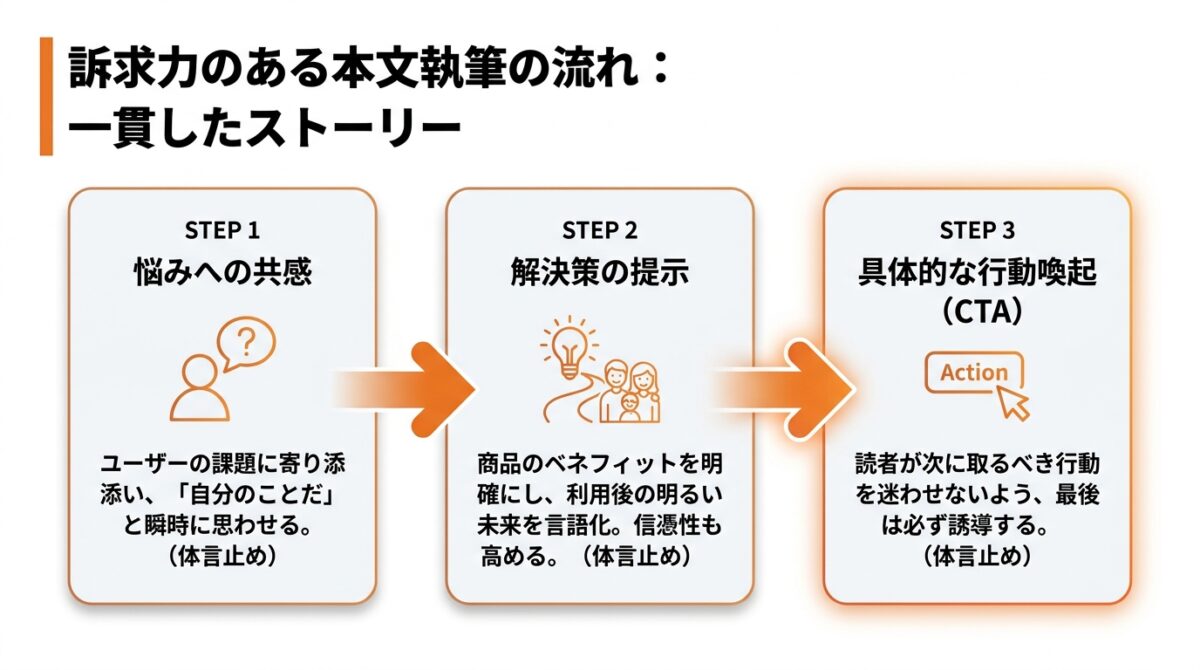 ステップ4:訴求力のあるキャッチコピーと本文を執筆する