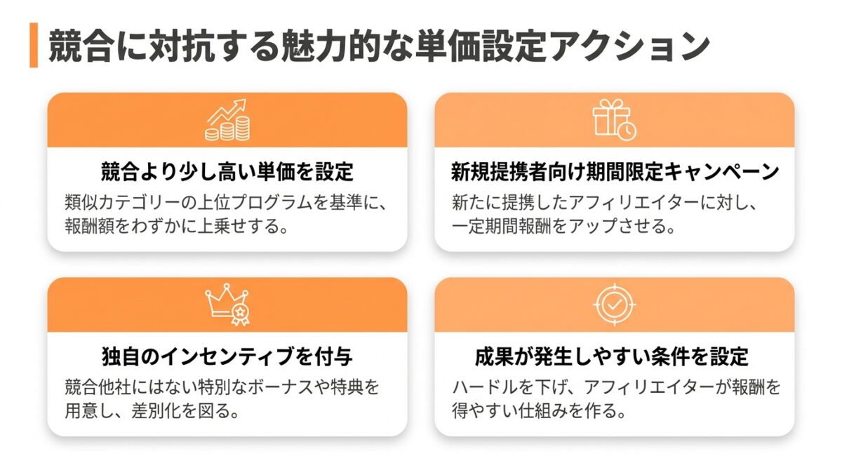 競合に対抗する魅力的な単価設定アクション